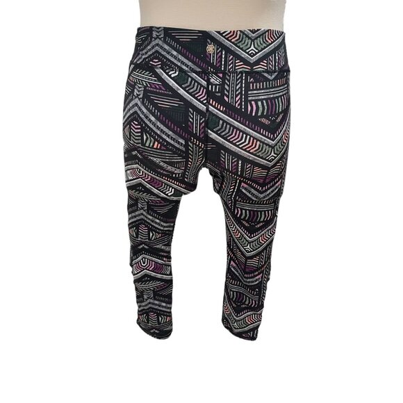 Gaiam XL Geometric Pattern Yoga Leggings Crisscross Cutout Gym Fitness Workout - Picture 7 of 8